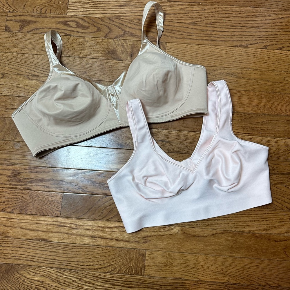 Hanes Size 2xl and Playtex Size 46B Women's Bra Set - Beige and Light Pink